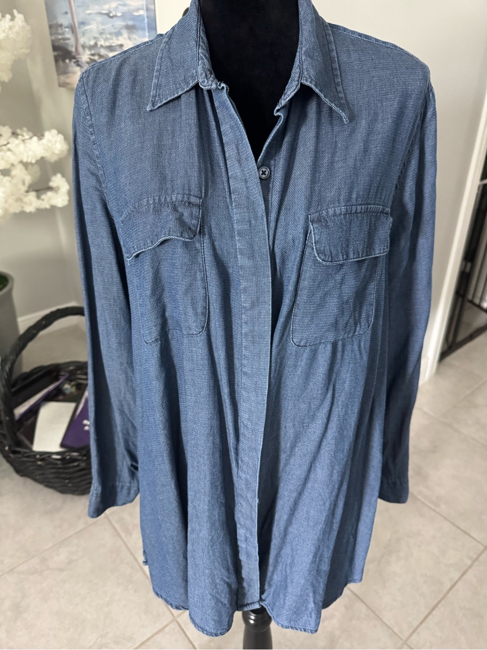 Cato Ladies Blue Button-Down Denim Shirt